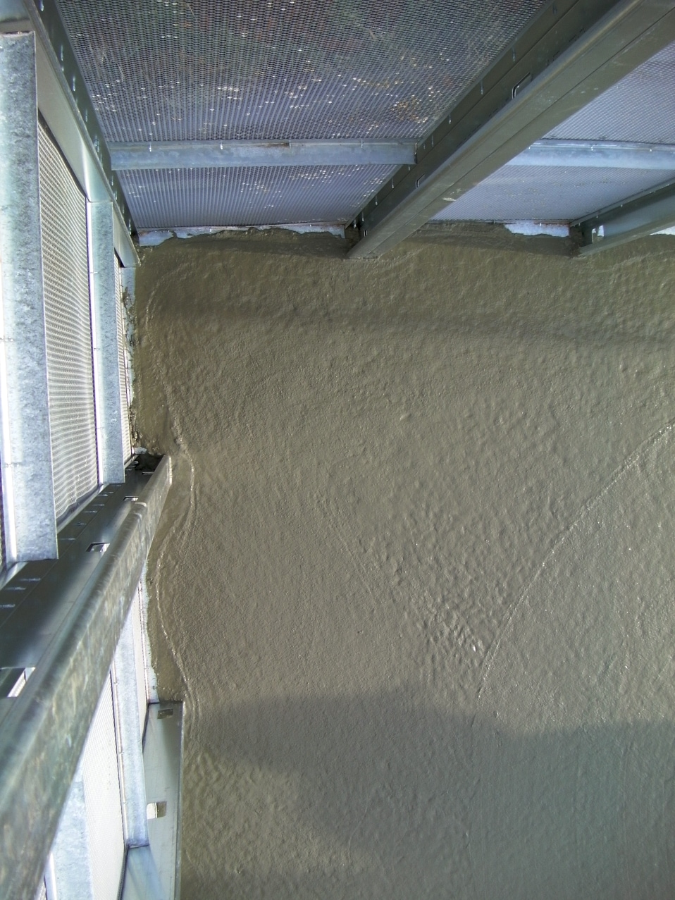 View down from top of wall panel, top of slab is 2' (.6m) from bottom of wall & footer